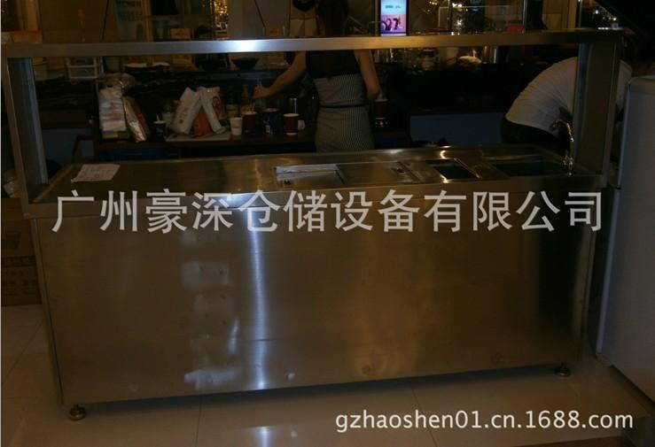 广州市咖啡奶茶柜厂家专业生产广州不锈钢咖啡奶茶柜，带水槽奶茶操作台