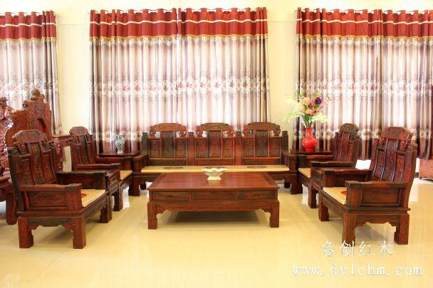 供应老挝大红酸枝福禄寿沙发，东阳鲁创红木家具