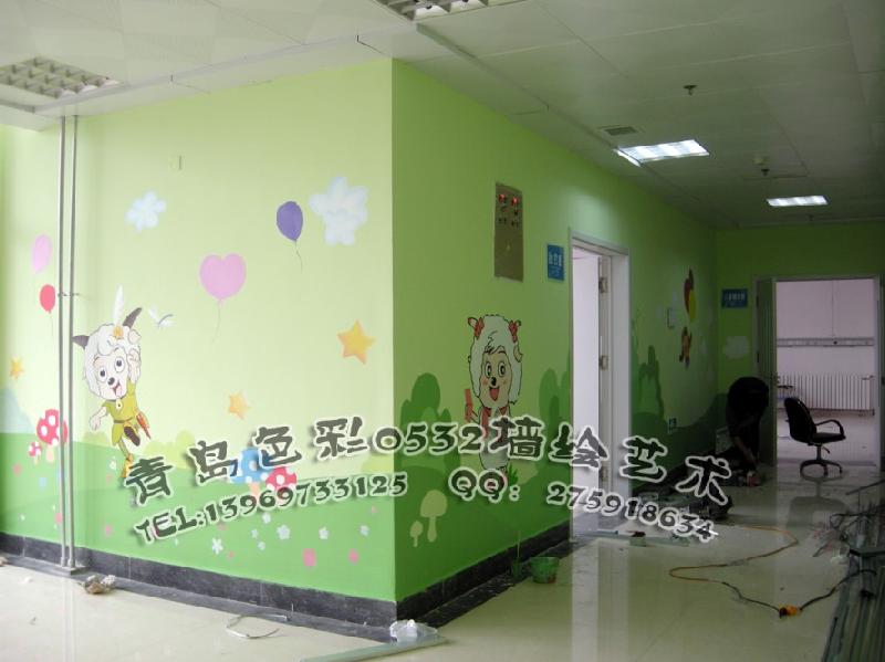 供应青岛幼儿园手绘墙