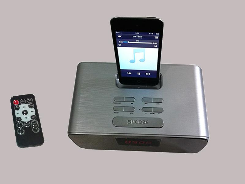 供应iphone专用音箱USB播放+SD插卡播放酒店客房闹钟音箱
