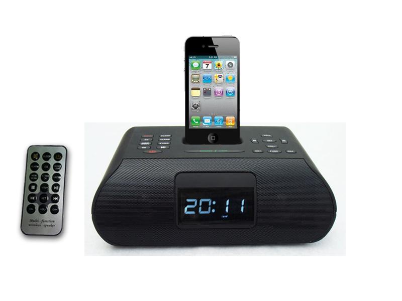 供应669苹果ipod/iphone基座底座音箱超清淅时间显示音响