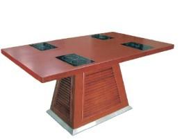 供应新丽厨房 商用电磁四眼火锅桌木质方形图片