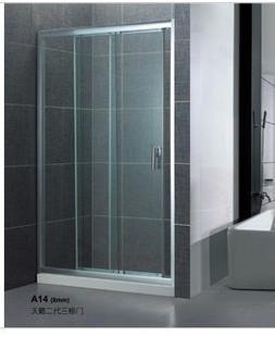 供应无锡定做简易淋浴房厂家直销特价 无框钢化玻璃平开淋浴房图片