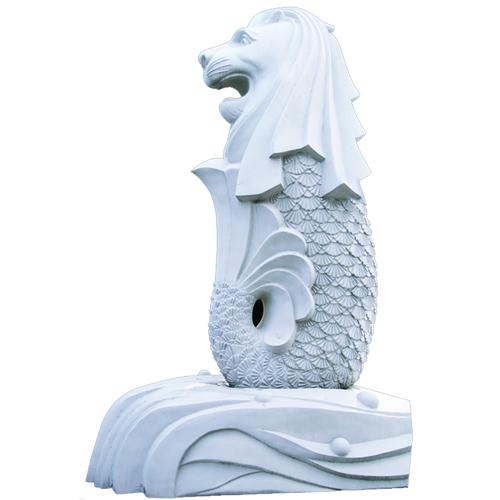 供应石雕喷泉鱼尾狮雕塑定做，河北大理石转运风水球报价