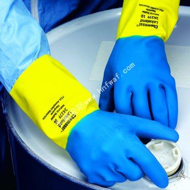 供应雷克兰氯丁橡胶与天然橡胶混合手套，ECR27F防化手套