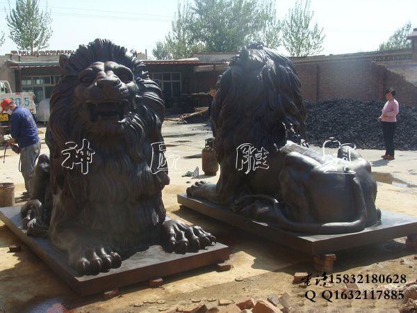 太原市铜狮子石雕狮子门口摆放狮子寓意厂家铜狮子石雕狮子门口摆放狮子代表的寓意