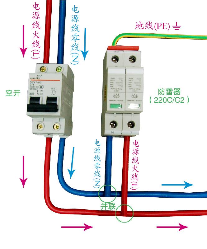 供应OBO浪涌保护器安装接线图,V20-C/3+NPE怎么安装接线图片