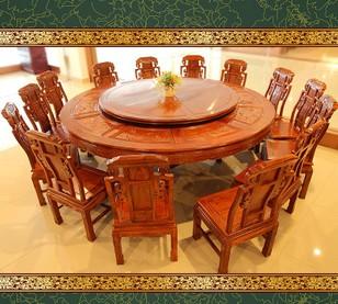 特价非洲花梨木圆餐桌椅子 红木圆桌 电动餐桌 红木家具 实木餐桌图片