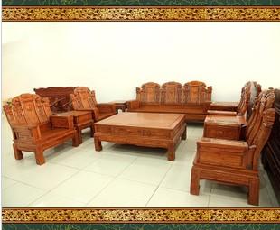 珠联璧合非洲花梨木沙发 茶几十件套 红木沙发 实木沙发 红木家具
