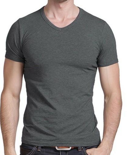 供应高品质男式V领短袖T恤图片