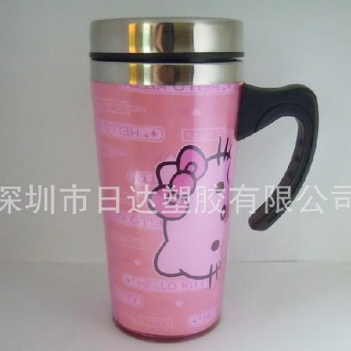 供应出口 粉红色kitty内钢外塑汽车杯 不锈钢礼品杯 促销杯