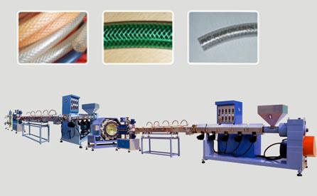 供应PVC网格管挤出机塑料蛇皮管PVC包纱管PVC编织增强管