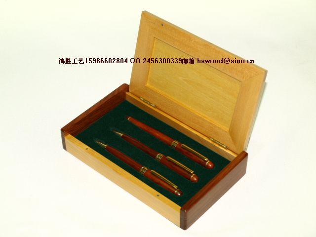木制礼品套装 三支木笔+木方形木笔盒