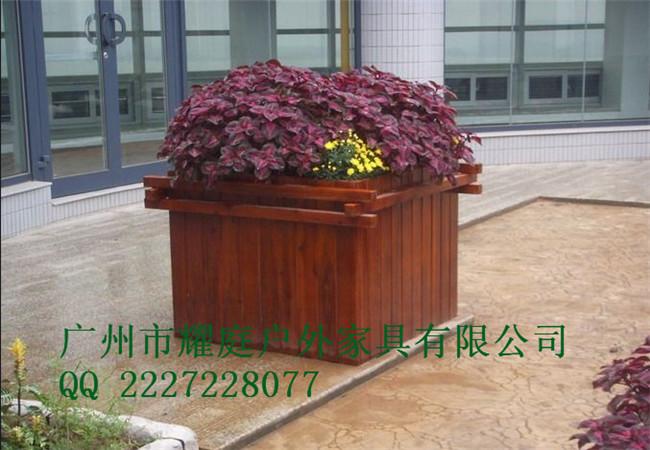供应长方形木花盆，衡阳圆形木花箱图片
