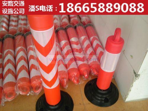 供应深圳橡胶底弹力柱厂家，小区物业专用人车分流柱子价格图片