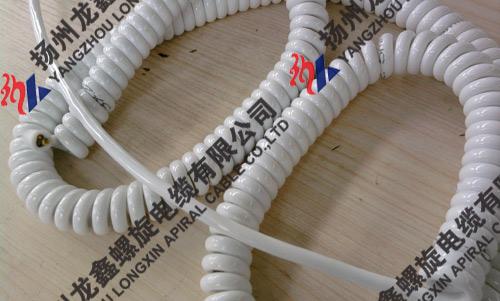 供应白色高弹性螺旋电缆，中外合资企业扬州产品。