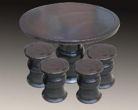 供应园林陶瓷桌手绘陶瓷桌凳休闲桌凳黑金釉陶瓷桌定做陶瓷桌凳
