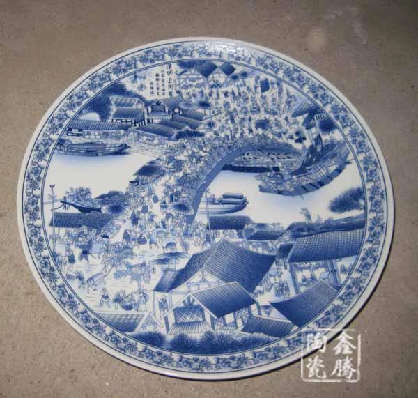 景德镇厂家手工绘制青花陶瓷瓷盘批发