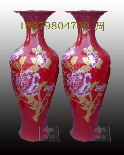 厂家传统手工制作中国红陶瓷花瓶批发