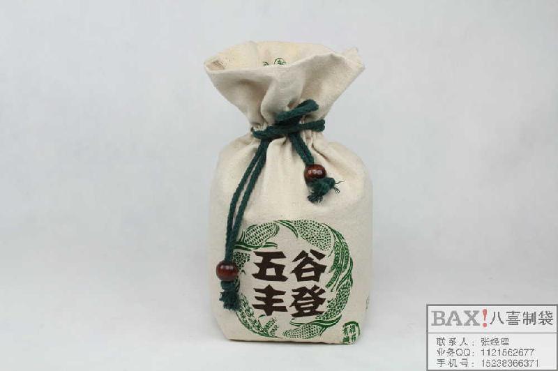 供应定做上海大米袋定做帆布束口袋高档礼品大米包装袋