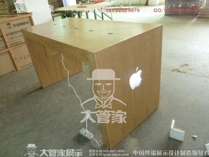 苹果木纹体验桌体验桌实物图批发