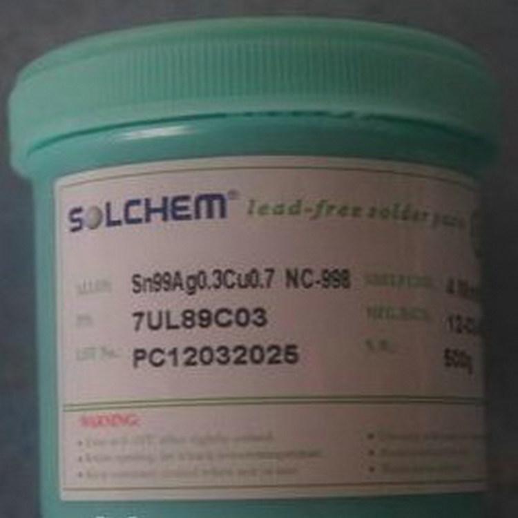供应SOLCHEM锡膏NC-998 Sn99/Ag0.3/Cu0.7