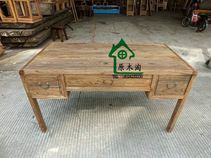 供应榆木三抽屉书桌、绘画桌、中式家具、实木家具