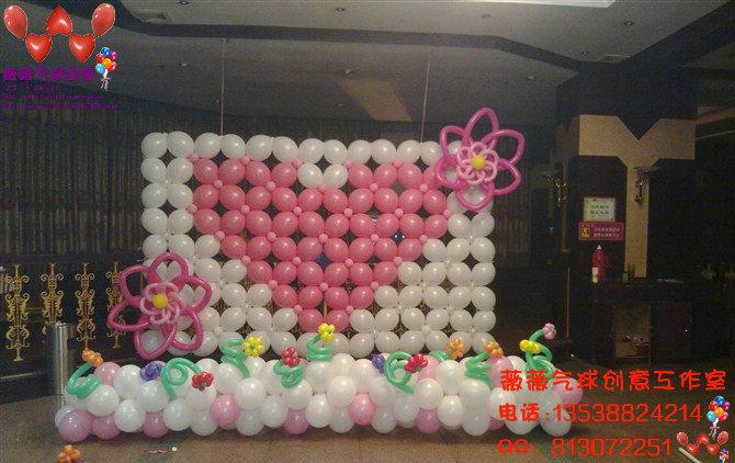 广州气球布置婚宴舞台背景气球布置_广州气球