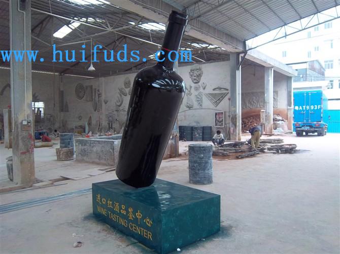 供应广东惠州玻璃钢雕塑红酒瓶雕塑装饰摆件图片