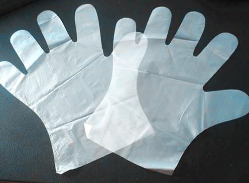 供应透明色浅蓝色一次性塑料手套批发商家