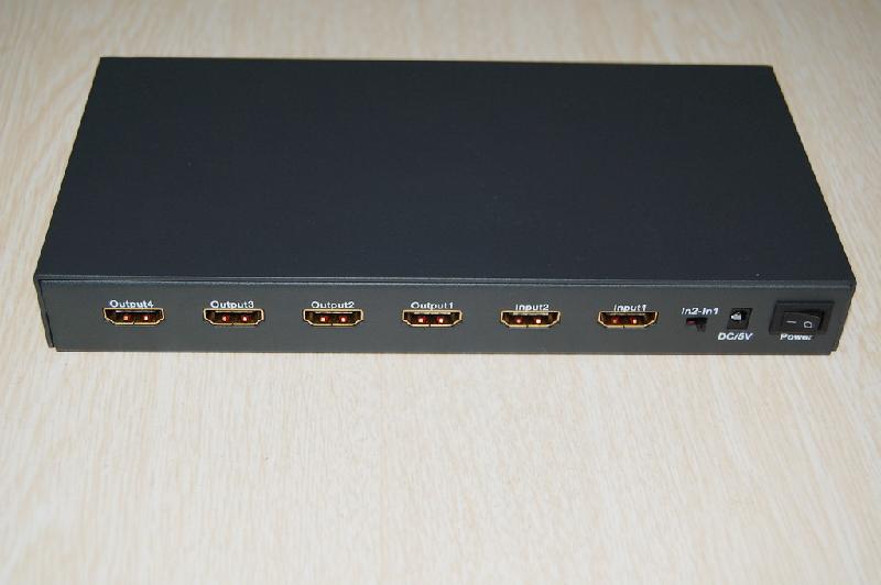 供应HDMI切换器2x4 二进四出分配器