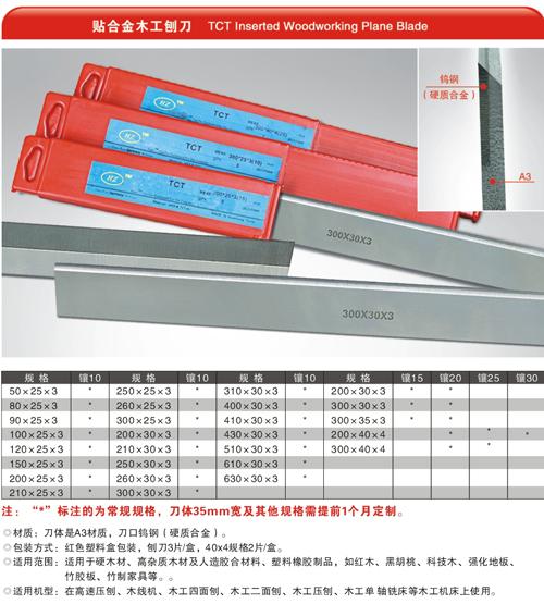 供应TCT贴合金木工刨刀钨钢刀片可做花型刀木线刀