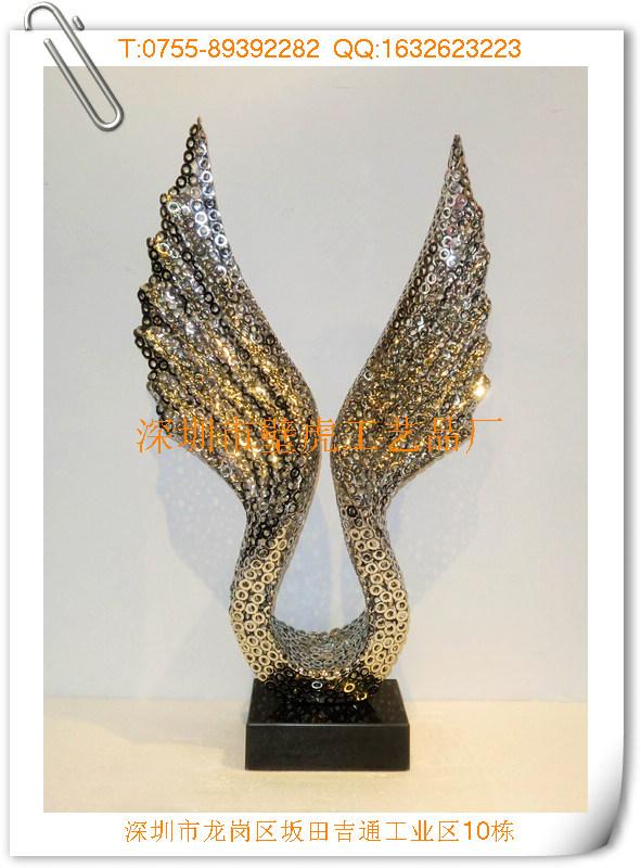 杭州酒店不锈钢垫片抽象翅膀雕塑批发