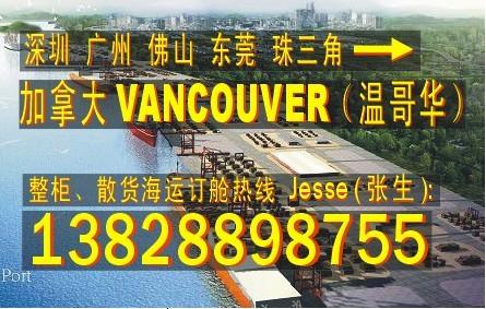 供应深圳广州 东莞到加拿大温哥华VANCOUVER的国际海运物流公司