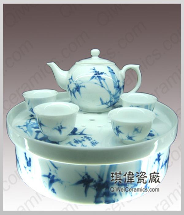供应2011新款陶瓷茶具青花釉中茶具釉上粉彩陶瓷茶具茶杯
