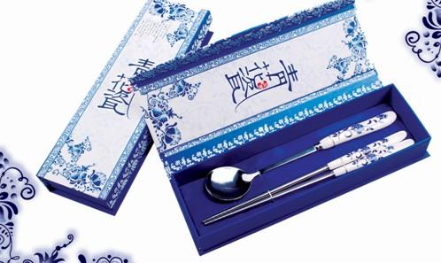 供应青花瓷刀叉勺筷 不锈钢餐具厂家