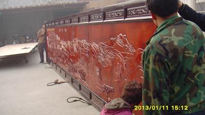 供应长城紫铜浮雕红木壁画