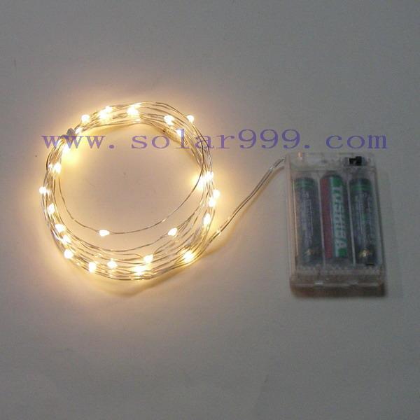 供应LED铜丝灯串电池盒，铜线灯串，LED装饰灯串太阳能铜丝灯串