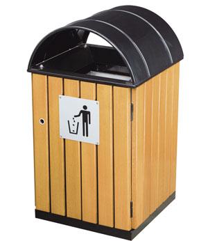 供应木制垃圾箱,防腐木垃圾箱,木条环保垃圾桶,木制果皮箱图片