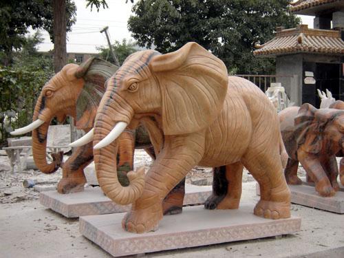 供应加工石雕大象/动物雕塑园林雕塑