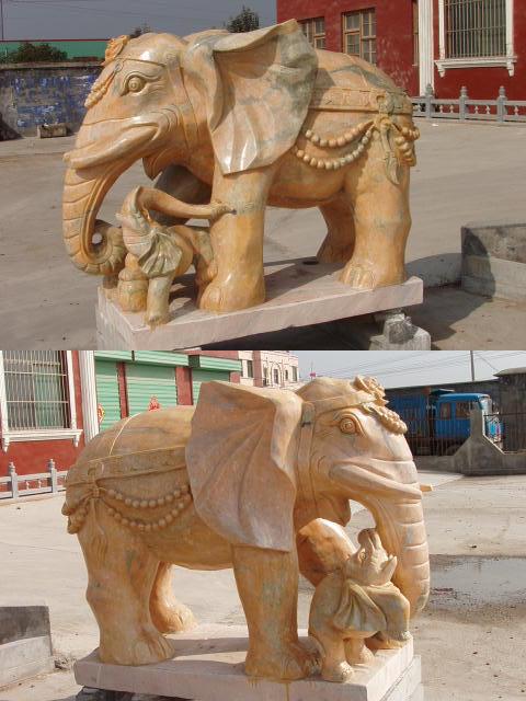 供应濮阳市晚霞红大象石雕/汉白玉大象雕塑/各种动物雕塑