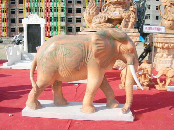 供应舒兰市汉白玉大象雕塑/汉白玉大象雕刻设计/晚霞红大象雕塑