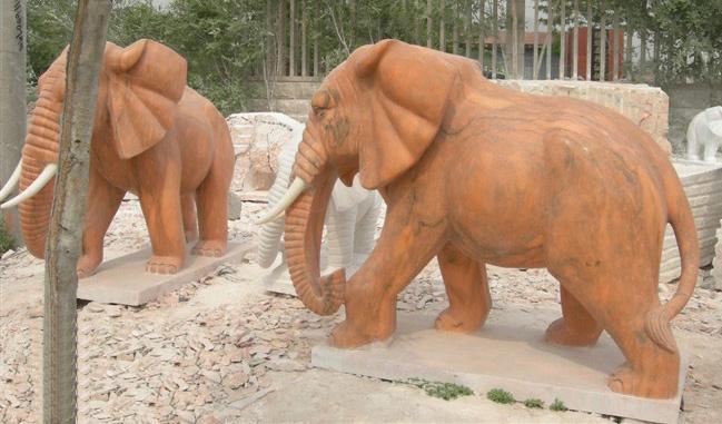 供应商洛市晚霞红大象石雕/各种大象雕塑/各种动物石雕