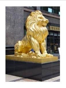 供应金色狮子仿金色狮子仿铜雕塑图片