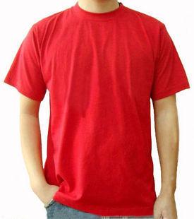 2012年时尚休闲纯红色圆领短袖T恤批发