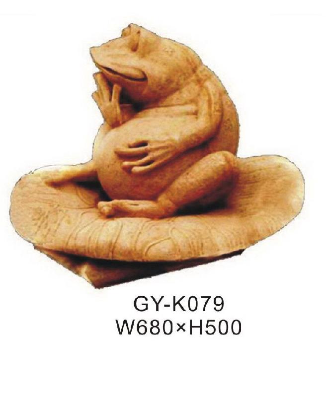 供应砂岩荷叶青蛙雕塑