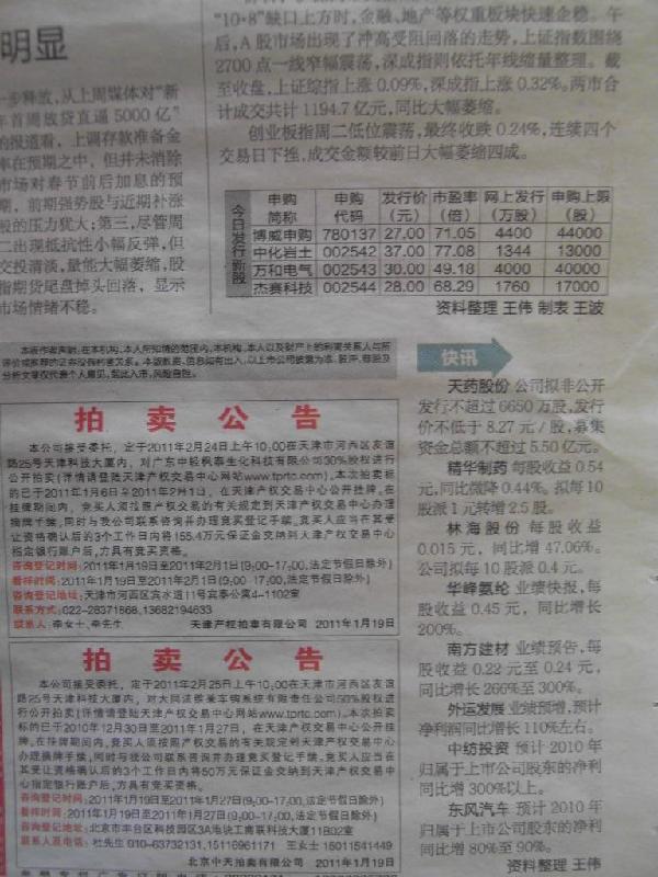 【天津及外埠拍卖公司公告】每日新报今晚报城市快报天津报纸广告