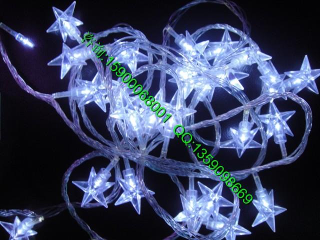 供应LED五角星节日灯串，星星彩灯，10米挂树灯，雪花挂件