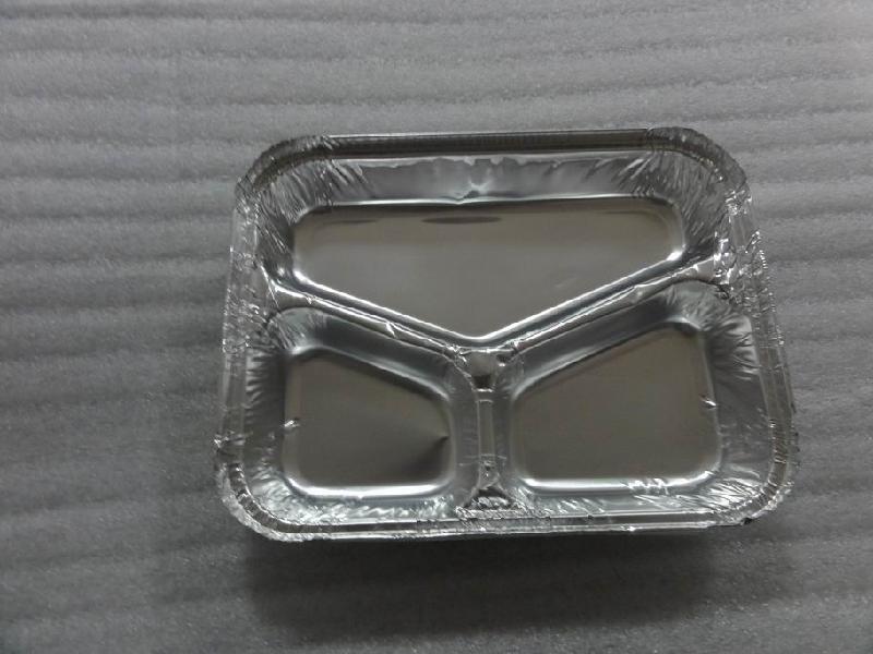 供应三格铝箔餐盒饭盒快餐盒厂家广东图片