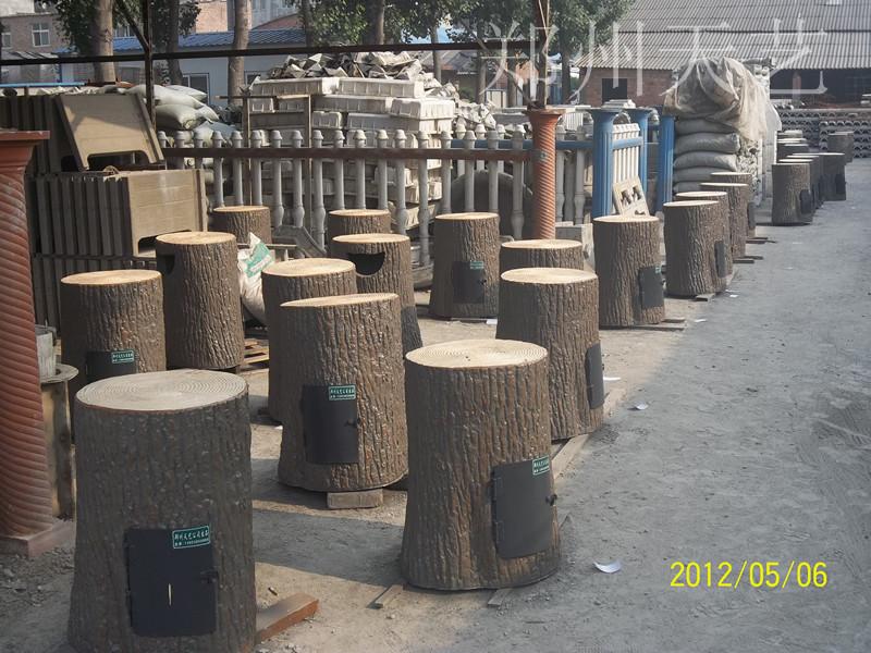 供应郑州仿木垃圾桶模具及产品图片